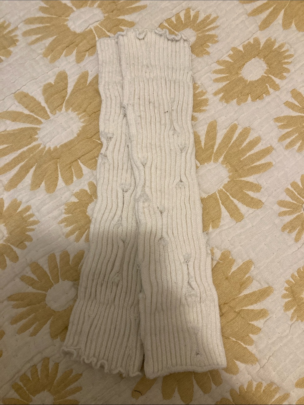 Ivory Ribbed Cable Knit Leg&arm Warmers